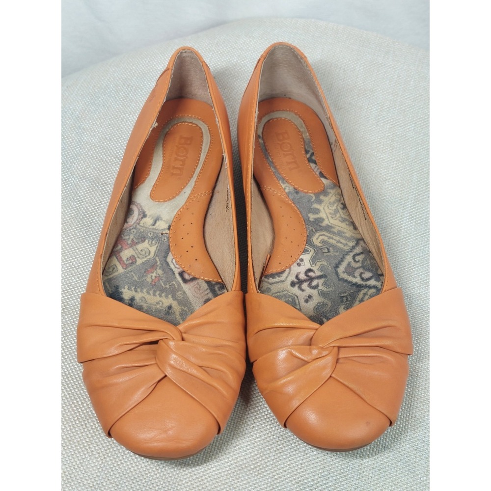 Ballet Flats Orange Slip On Women 7 Leather BORN Casual Minimalist Comfort Shoes